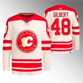 Cheap Men\'s Calgary Flames #48 Dennis Gilbert 2023 Cream Classic Primegreen Stitched Jersey