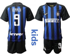 Wholesale Cheap Inter Milan #9 Icardi Home Kid Soccer Club Jersey