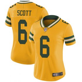 Wholesale Cheap Nike Packers #6 JK Scott Yellow Women\'s Stitched NFL Limited Rush Jersey