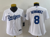 Wholesale Cheap Women's Los Angeles Dodgers #8 Kike Hernandez White Stitched Cool Base Nike Jersey
