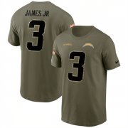Wholesale Cheap Men's Los Angeles Chargers #3 Derwin James 2022 Olive Salute to Service T-Shirt