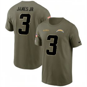 Wholesale Cheap Men\'s Los Angeles Chargers #3 Derwin James 2022 Olive Salute to Service T-Shirt