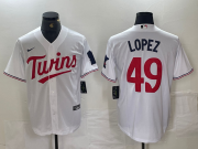 Cheap Men's Minnesota Twins #49 Pablo Lopez White Stitched MLB Cool Base Nike Jersey