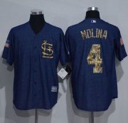 Wholesale Cheap Cardinals #4 Yadier Molina Denim Blue Salute to Service Stitched MLB Jersey