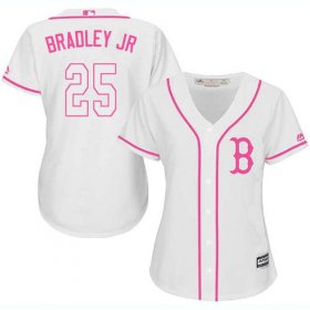 Wholesale Cheap Red Sox #25 Jackie Bradley Jr White/Pink Fashion Women\'s Stitched MLB Jersey