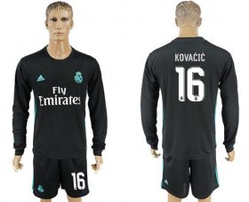 Wholesale Cheap Real Madrid #16 Kovacic Away Long Sleeves Soccer Club Jersey
