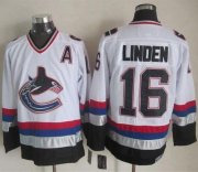 Wholesale Cheap Canucks #16 Trevor Linden White/Black CCM Throwback Stitched NHL Jersey