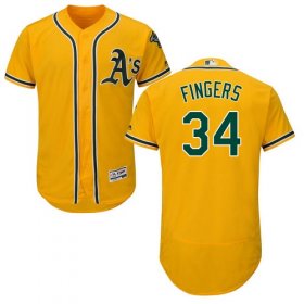 Wholesale Cheap Athletics #34 Rollie Fingers Gold Flexbase Authentic Collection Stitched MLB Jersey