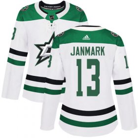 Cheap Adidas Stars #13 Mattias Janmark White Road Authentic Women\'s Stitched NHL Jersey