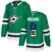 Wholesale Cheap Adidas Stars #9 Mike Modano Green Home Authentic USA Flag Youth Stitched NHL Jersey