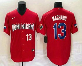 Cheap Men\'s Dominican Republic Baseball #13 Manny Machado Number 2023 Red World Classic Stitched Jersey