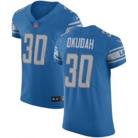 Wholesale Cheap Nike Lions #30 Jeff Okudah Blue Team Color Men\'s Stitched NFL Vapor Untouchable Elite Jersey