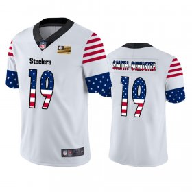 Wholesale Cheap Pittsburgh Steelers #19 JuJu Smith-Schuster White Men\'s Nike Team Logo USA Flag Vapor Untouchable Limited NFL Jersey