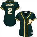 Wholesale Cheap Athletics #2 Tony Phillips Green Alternate Women's Stitched MLB Jersey