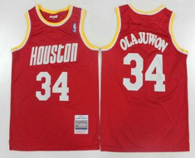 Wholesale Cheap Men\'s Houston Rockets #34 Hakeem Olajuwon 1993-94 Red Hardwood Classics Soul Swingman Throwback Jersey