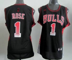 Wholesale Cheap Chicago Bulls #1 Derrick Rose Vibe Black Fashion Womens Jersey