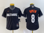Wholesale Cheap Youth Baltimore Orioles #8 Cal Ripken Jr Black 2023 City Connect Cool Base Stitched Jersey 1