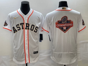 Cheap Men's Houston Astros Big Logo 2023 White Gold World Serise Champions Patch Flex Base Stitched Jersey