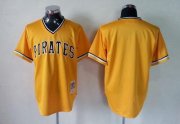 Wholesale Cheap Mitchell And Ness Pirates Blank Yellow Throwback Stitched MLB Jersey