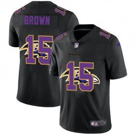Wholesale Cheap Baltimore Ravens #15 Marquise Brown Men\'s Nike Team Logo Dual Overlap Limited NFL Jersey Black
