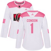 Wholesale Cheap Adidas Senators #1 Mike Condon White/Pink Authentic Fashion Women's Stitched NHL Jersey