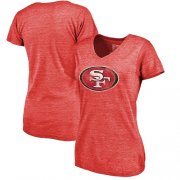 Wholesale Cheap Women's San Francisco 49ers NFL Pro Line by Fanatics Branded Red Distressed Team Logo Tri-Blend T-Shirt