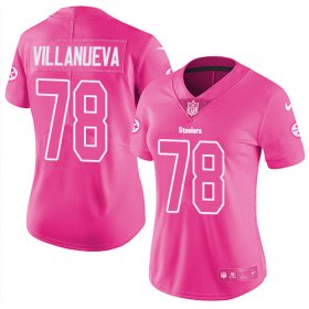 Wholesale Cheap Nike Steelers #78 Alejandro Villanueva Pink Women\'s Stitched NFL Limited Rush Fashion Jersey