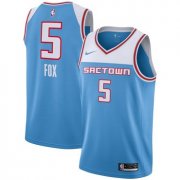 Wholesale Cheap Men's Nike Sacramento Kings #5 De'Aaron Fox Blue NBA City Edition Jersey