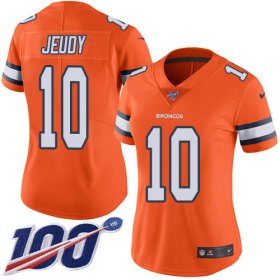 Wholesale Cheap Nike Broncos #10 Jerry Jeudy Orange Women\'s Stitched NFL Limited Rush 100th Season Jersey