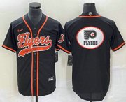 Wholesale Cheap Men's Philadelphia Flyers Black Team Big Logo Cool Base Stitched Baseball Jersey