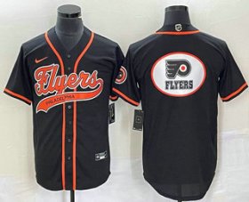Wholesale Cheap Men\'s Philadelphia Flyers Black Team Big Logo Cool Base Stitched Baseball Jersey