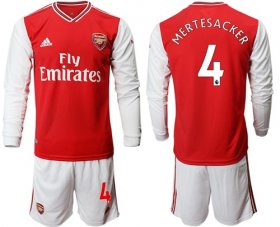 Wholesale Cheap Arsenal #4 Mertesacker Red Home Long Sleeves Soccer Club Jersey