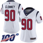 Wholesale Cheap Nike Texans #90 Jadeveon Clowney White Women's Stitched NFL 100th Season Vapor Limited Jersey