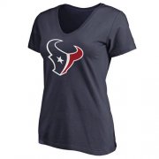 Wholesale Cheap Women's Houston Texans Pro Line Primary Team Logo Slim Fit T-Shirt Navy