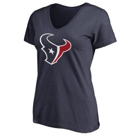 Wholesale Cheap Women\'s Houston Texans Pro Line Primary Team Logo Slim Fit T-Shirt Navy
