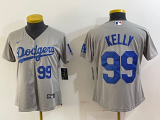 Cheap Women's Los Angeles Dodgers #99 Joe Kelly Number Grey Stitched Cool Base Nike Jersey