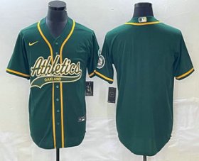 Wholesale Cheap Men\'s Oakland Athletics Blank Green Cool Base Stitched Baseball Jersey