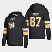 Wholesale Cheap Pittsburgh Penguins #87 Sidney Crosby Black adidas Lace-Up Pullover Hoodie