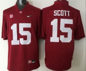 Wholesale Cheap Men\'s Alabama Crimson Tide #15 JK Scott Red 2016 Playoff Diamond Quest College Football Nike Limited Jersey