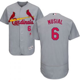 Wholesale Cheap Cardinals #6 Stan Musial Grey Flexbase Authentic Collection Stitched MLB Jersey