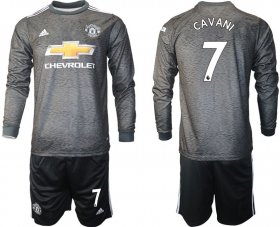 Wholesale Cheap Men 2020-2021 club Manchester united away long sleeve 7 black Soccer Jerseys