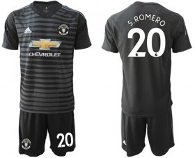 Wholesale Cheap Manchester United #20 S.Romero Black Goalkeeper Soccer Club Jersey