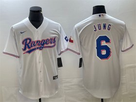 Cheap Men\'s Texas Rangers #6 Josh Jung White With Patch Cool Base Stitched Baseball Jersey