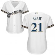 Wholesale Cheap Brewers #21 Travis Shaw White Home Women's Stitched MLB Jersey