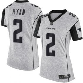 Wholesale Cheap Nike Falcons #2 Matt Ryan Gray Women\'s Stitched NFL Limited Gridiron Gray II Jersey