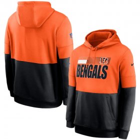 Wholesale Cheap Cincinnati Bengals Nike Sideline Impact Lockup Performance Pullover Hoodie Orange Black