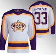 Wholesale Cheap Men's Los Angeles Kings #33 Viktor Arvidsson White 2022 Reverse Retro Stitched Jersey