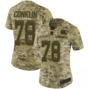 Wholesale Cheap Nike Browns #78 Jack Conklin Camo Women's Stitched NFL Limited 2018 Salute To Service Jersey