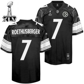 Wholesale Cheap Steelers #7 Ben Roethlisberger Black Shadow Super Bowl XLV Stitched NFL Jersey