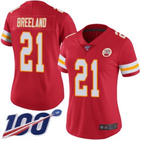 Wholesale Cheap Nike Chiefs #21 Bashaud Breeland Red Team Color Women\'s Stitched NFL 100th Season Vapor Limited Jersey